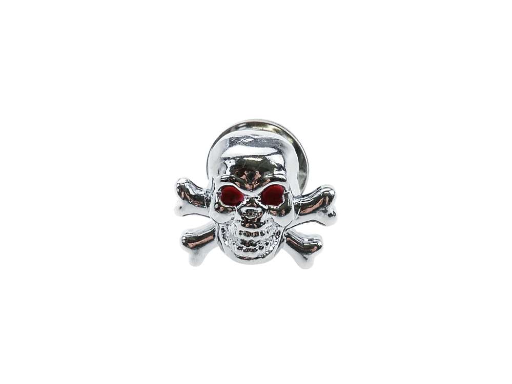 Decorative figure Skull with Bones chrome red eyes (grub screw) Carousel Image 1