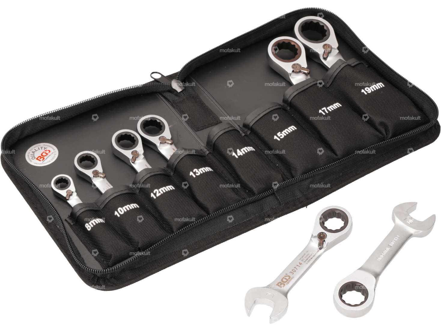 BGS Ratchet Combination Wrench Set 8-piece SW8-19 Carousel Image 1
