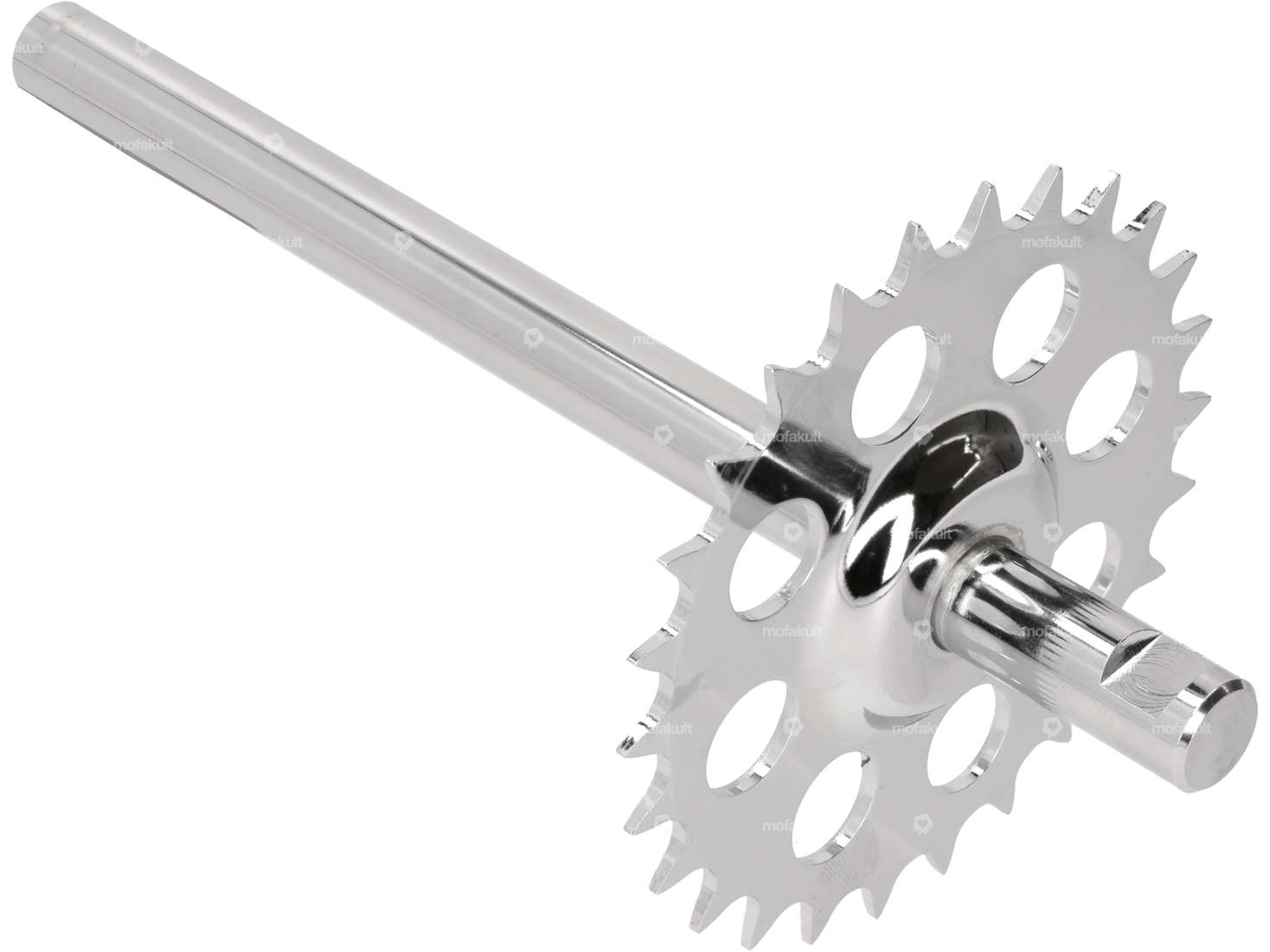 Pedal axle with crown 26 teeth chrome | Puch Maxi S, N Carousel Image 1