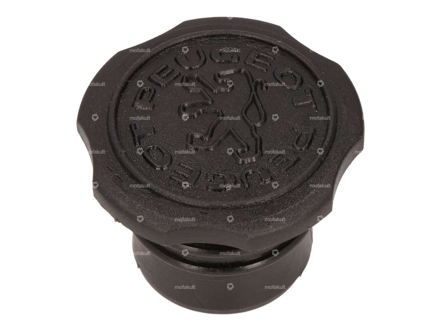 Tank cap "Peugeot" Ø 30 mm plugged black | Peugeot 103 Carousel Image 1