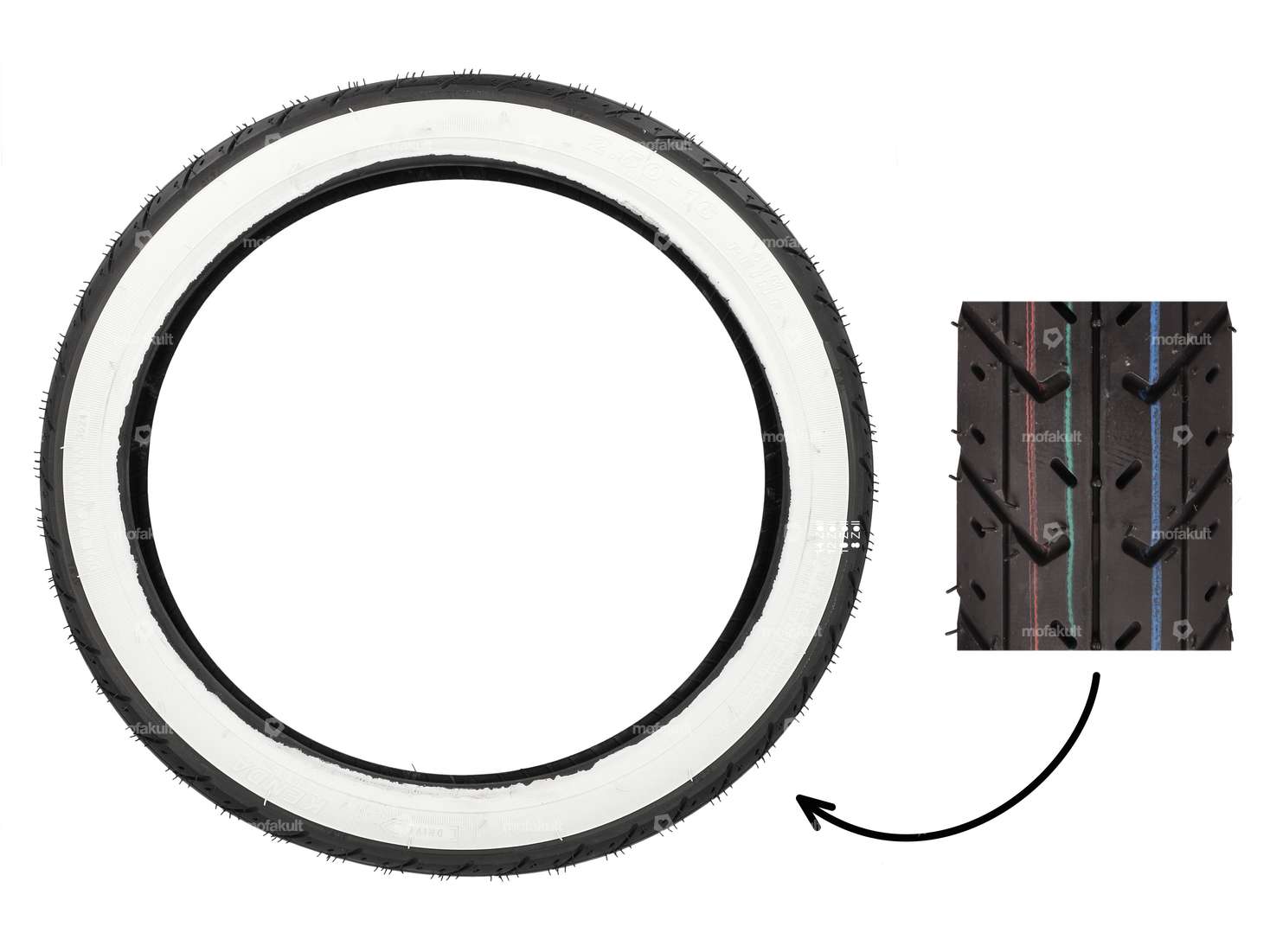 KENDA 2.50 x 16" tires K327 Semi-Slick whitewall Carousel Image 1