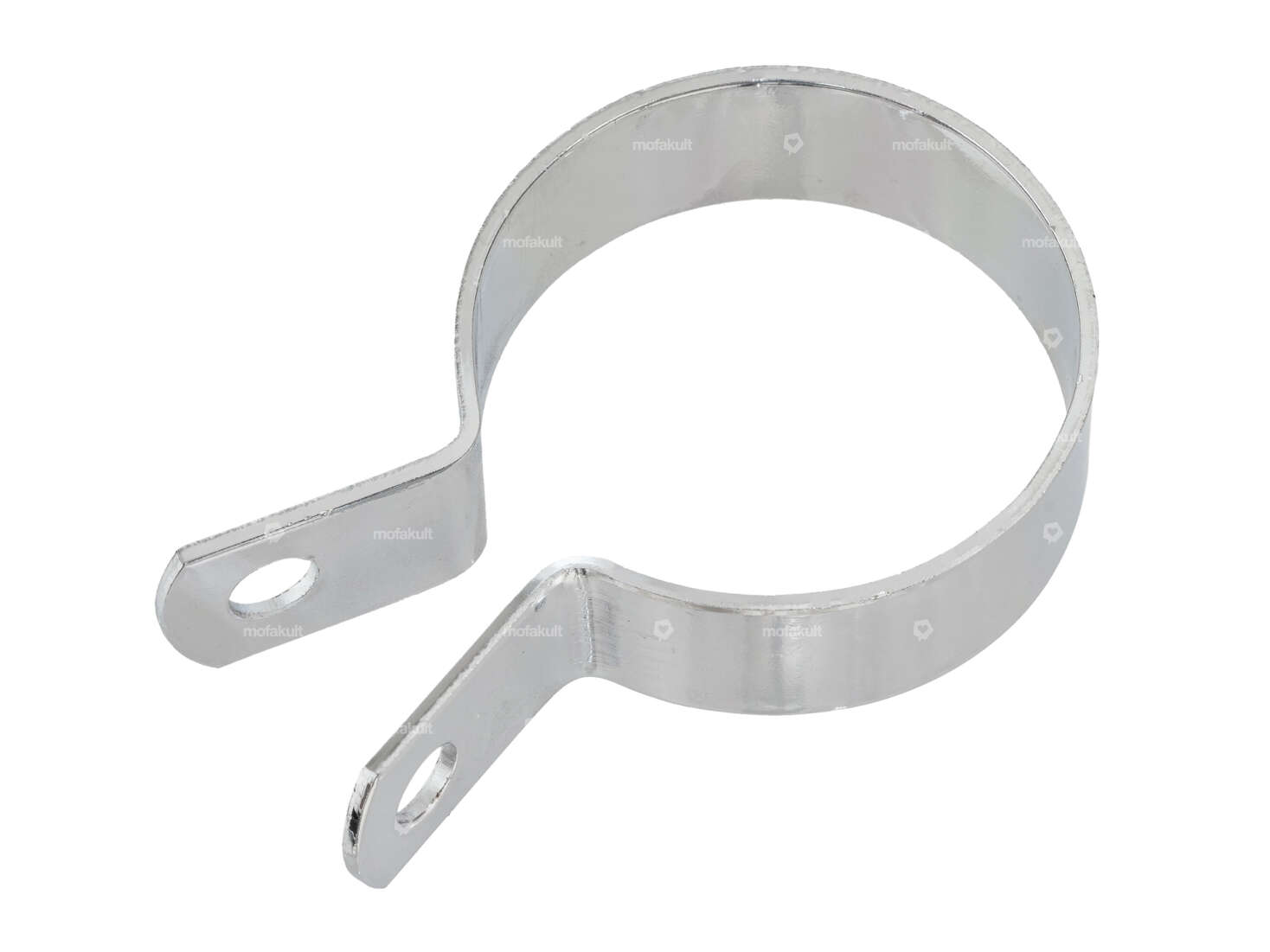 Exhaust clamp 55 mm chrome long version. Carousel Image 1