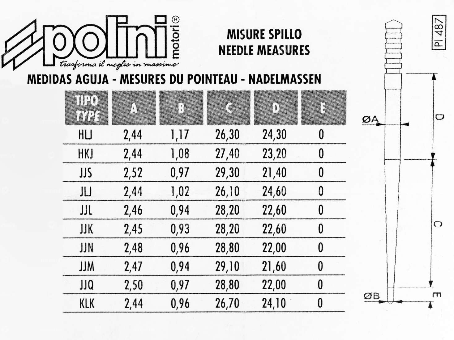 Polini carburetor needle set PWK, Keihin, Stage6, Koso Carousel Image 4