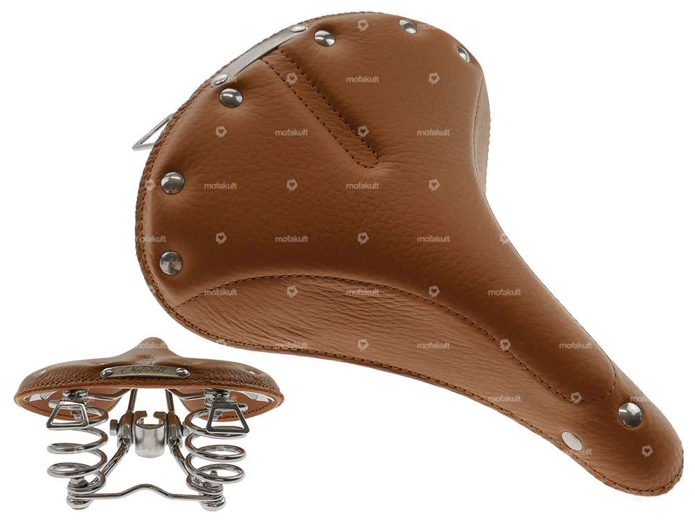 Saddle *mofakult-Edition* leather barrel springs light brown Carousel Image 1