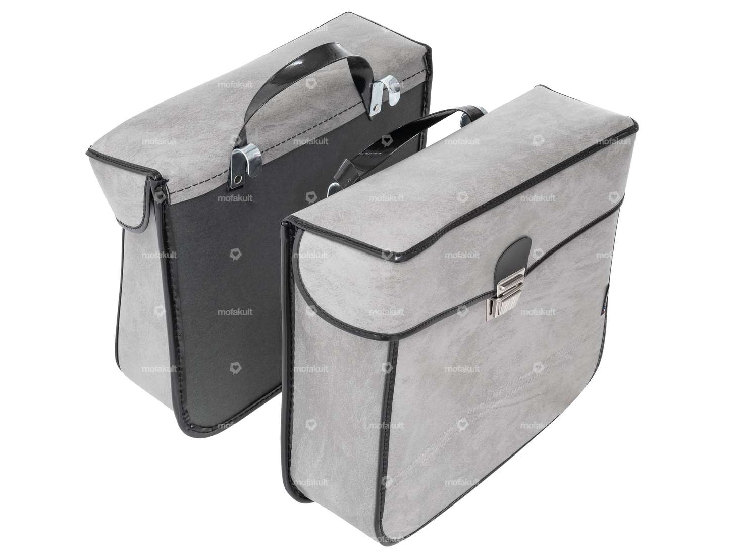 Luggage bags gray angular leather look Carousel Image 1