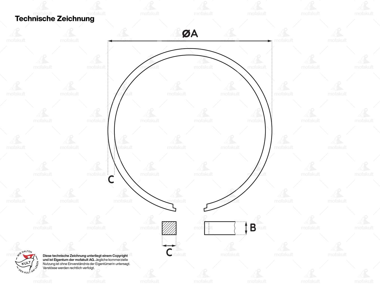 Meteor piston rings 42.5 mm (pair) | Puch X30 Velux, NG-2AH Carousel Image 4