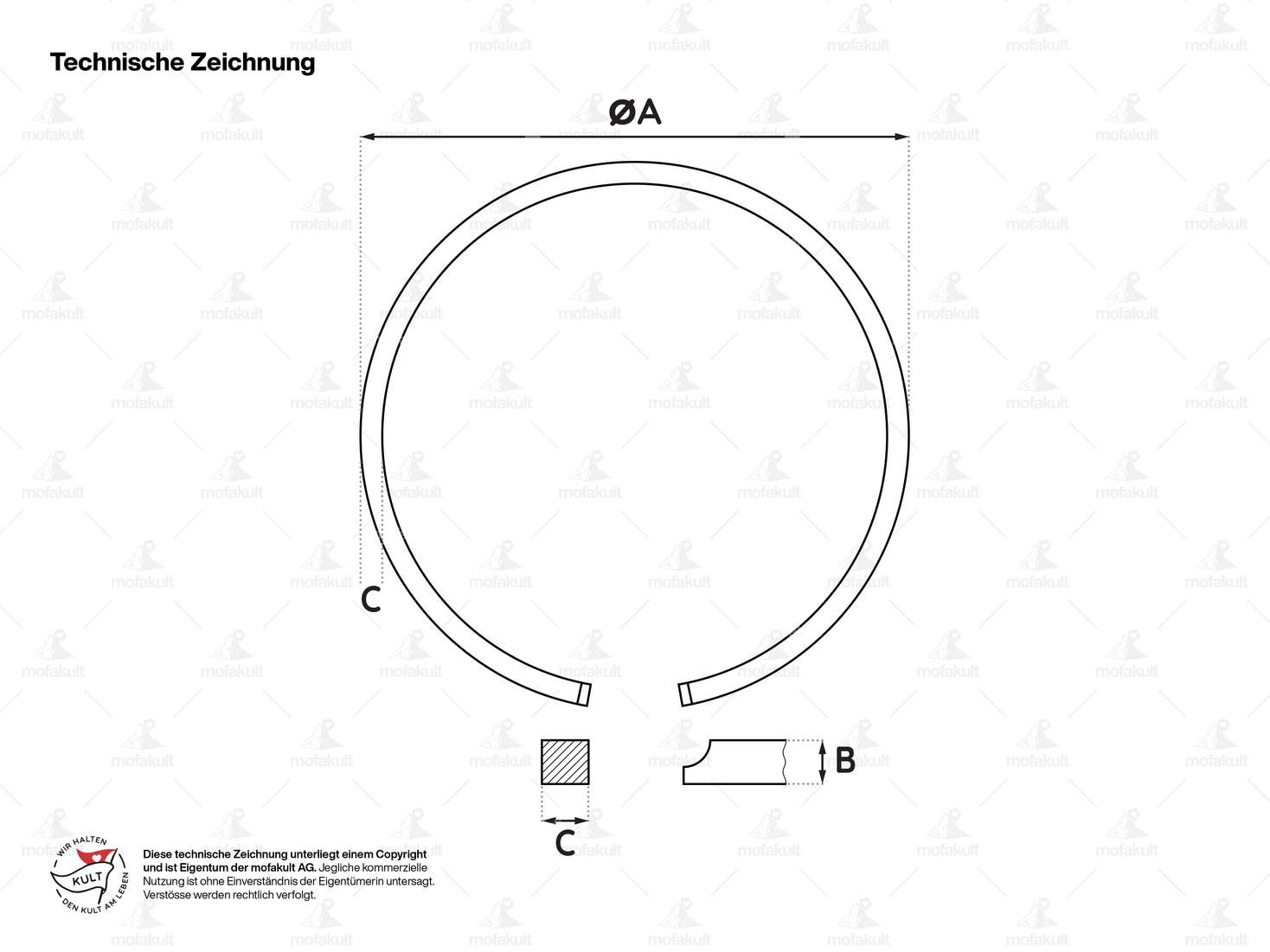 Meteor piston ring 52.5 x 2.5 mm (FS) | Vespa P125X, GT, GTR, Sprint, Super, TS Carousel Image 4