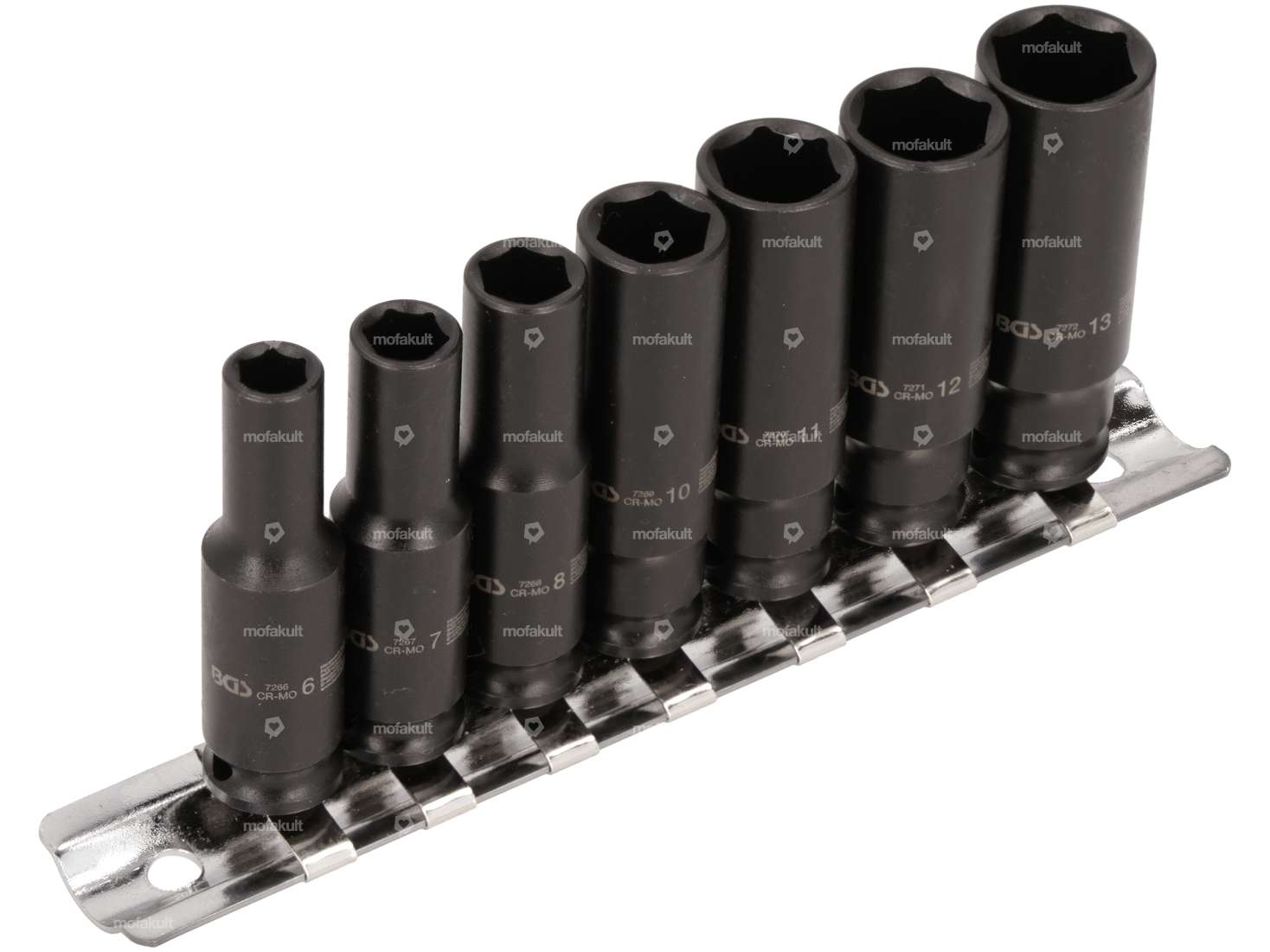 BGS 1/4" power socket set 6 - 13 mm long 7 pcs. Carousel Image 1