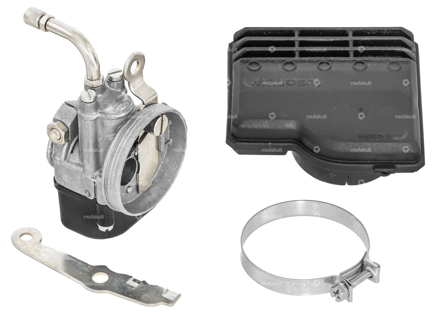 Dell'Orto 13/13 SHA carburetor & racing air filter set | Piaggio Bravo 2, Bravo 3 Carousel Image 1