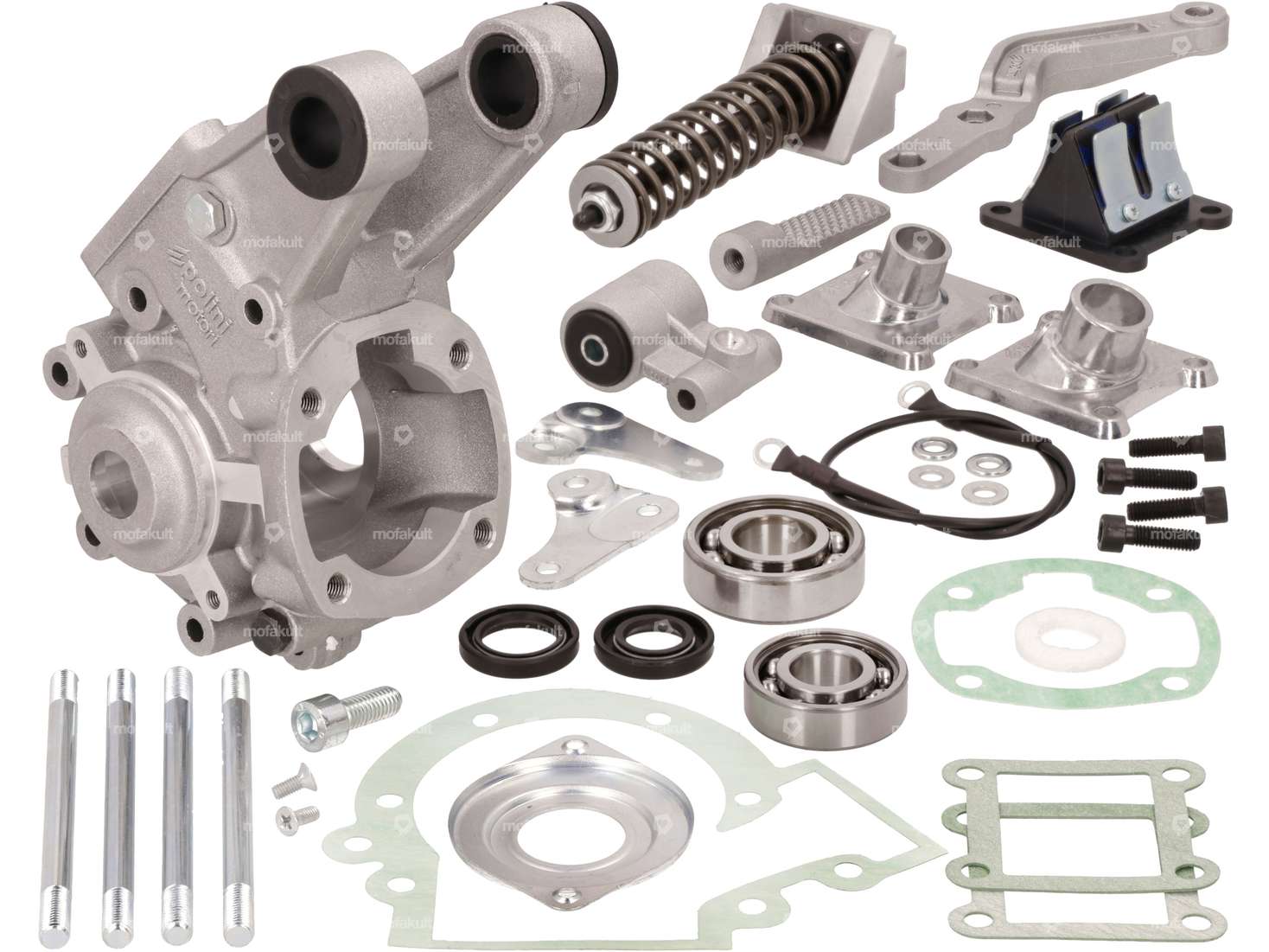 Polini engine housing 4-flap diaphragm & starter pedal | Peugeot 103, 104, 105, GL 10 Carousel Image 1