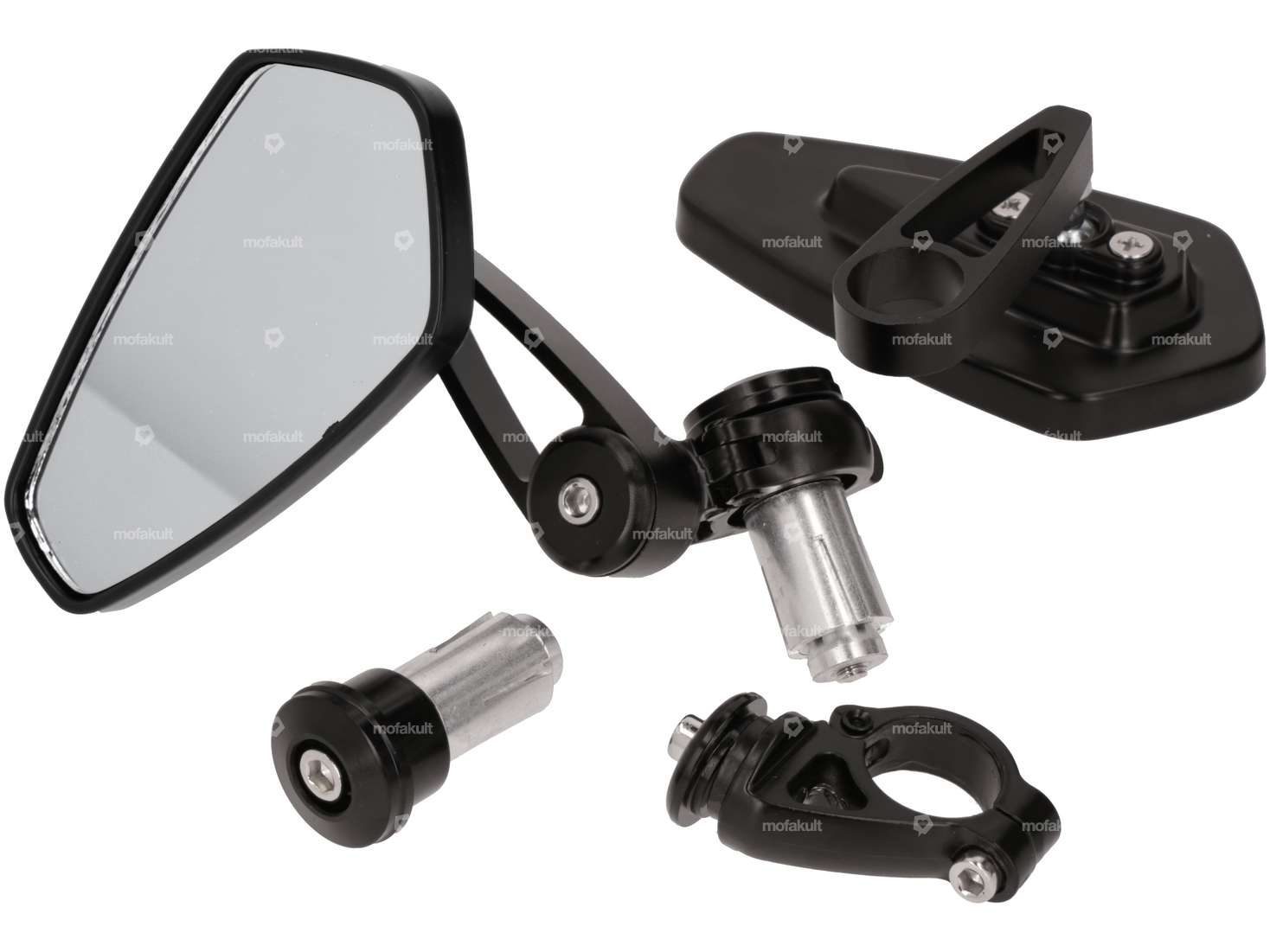 Mirror CNC "Diamant" plug-in version aluminum black Carousel Image 2