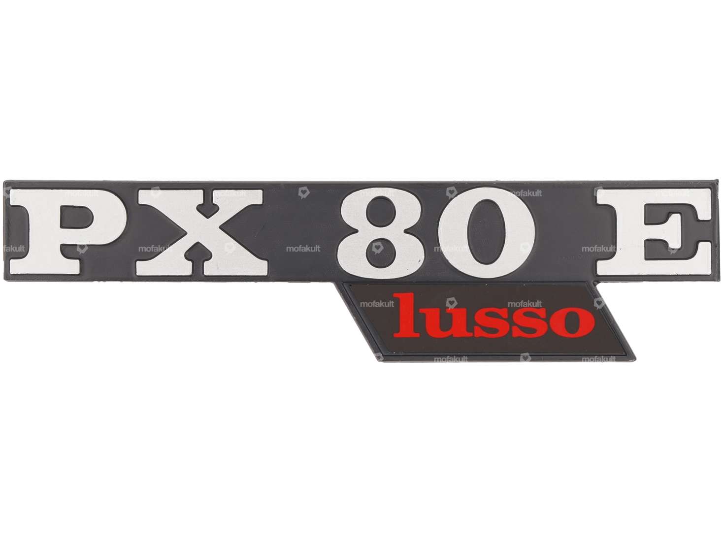 RMS emblem side cover left "PX 80 E lusso" aluminum | Vespa PX80 Lusso Carousel Image 1