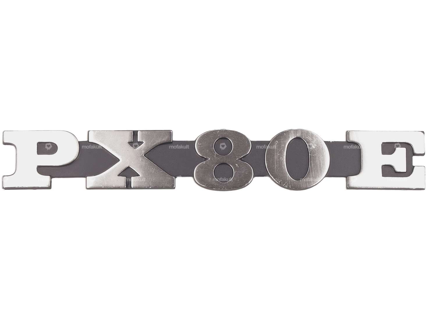 RMS emblem side cover left "PX 80 E" aluminum | Vespa PX80 Carousel Image 1