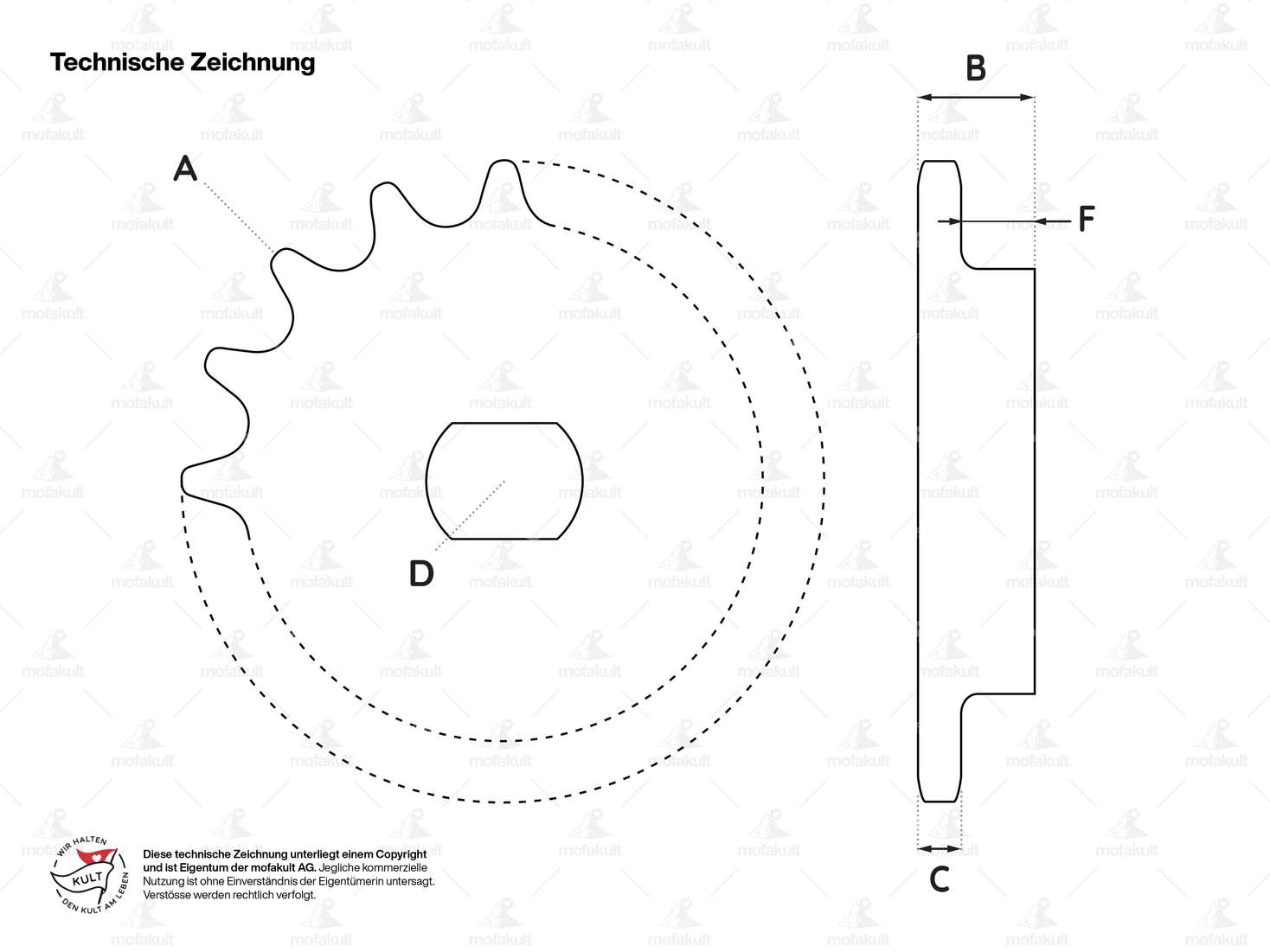 ESJOT sprocket 15 teeth 415 chain one-sided heel | Kreidler Carousel Image 4