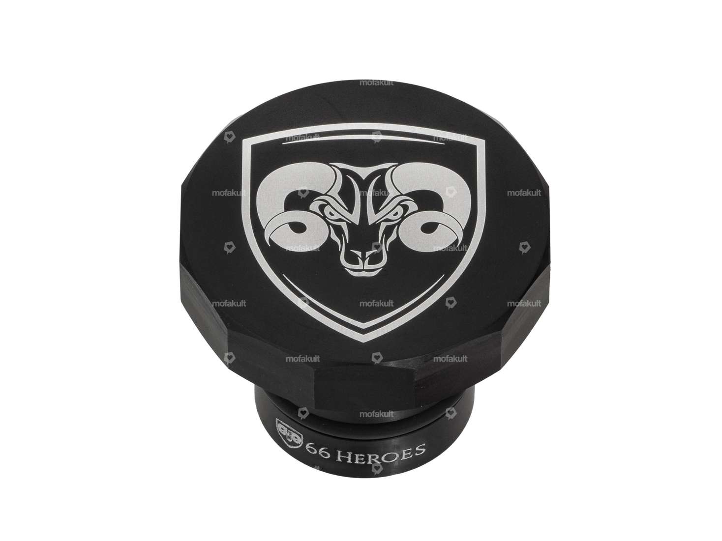 66HEROES Tank cap square "66HEROES" black | Puch Carousel Image 1