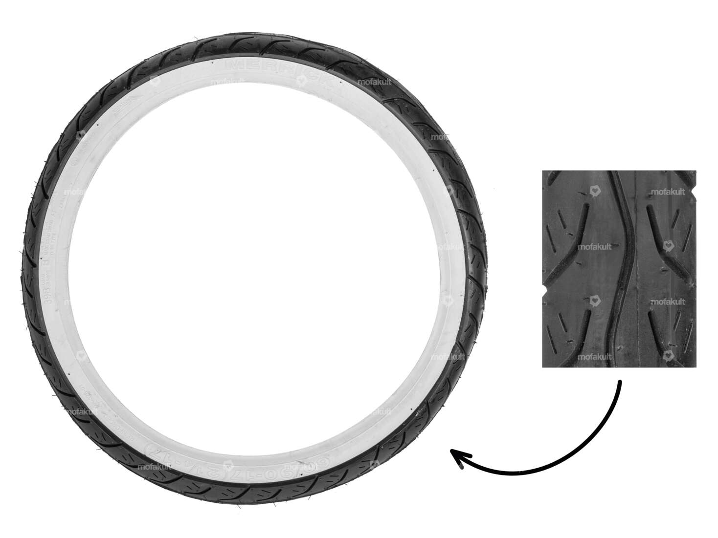 Merrick 2.25 x 17" tires MK 528 Semi-Slick Whitewall Carousel Image 1