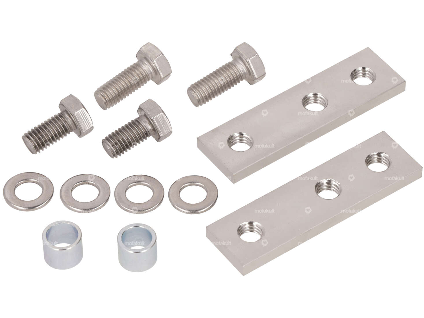 swiing® revival clamping plates mounting set saddle Inox | Piaggio Ciao C9, P Carousel Image 1