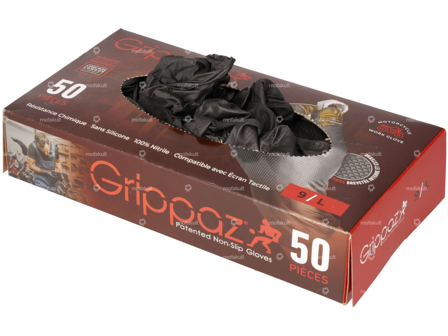 Assembly gloves nitrile ribbed (50 pcs.) size L Carousel Image 1