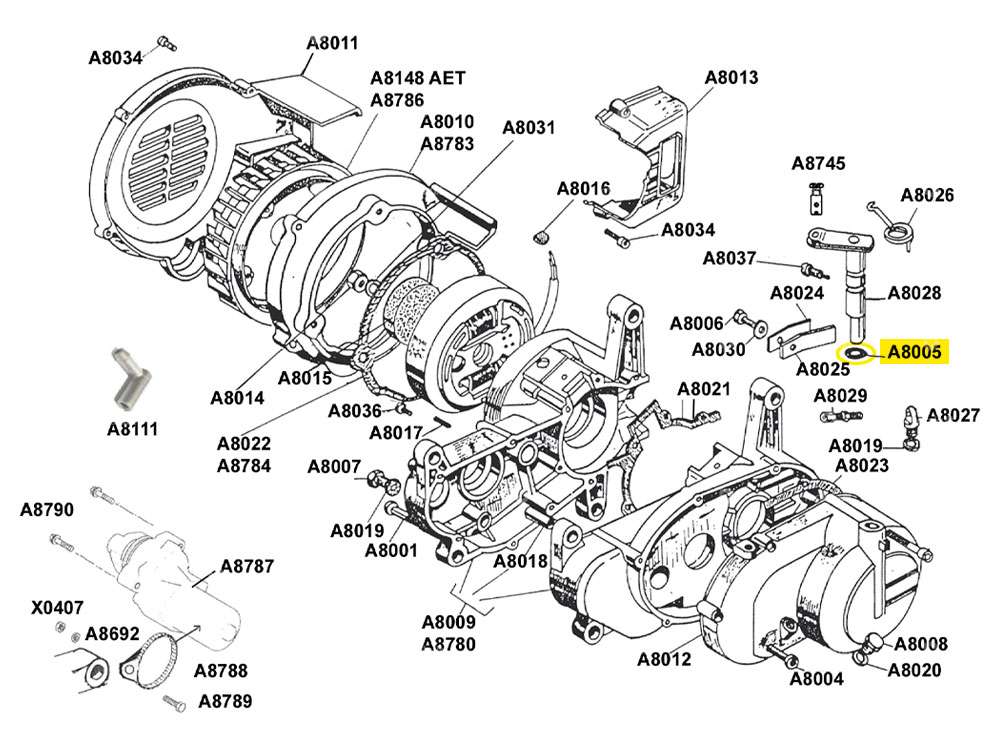 O-ring clutch lever engine Beta 521 & 512 (A8005) Carousel Image 2