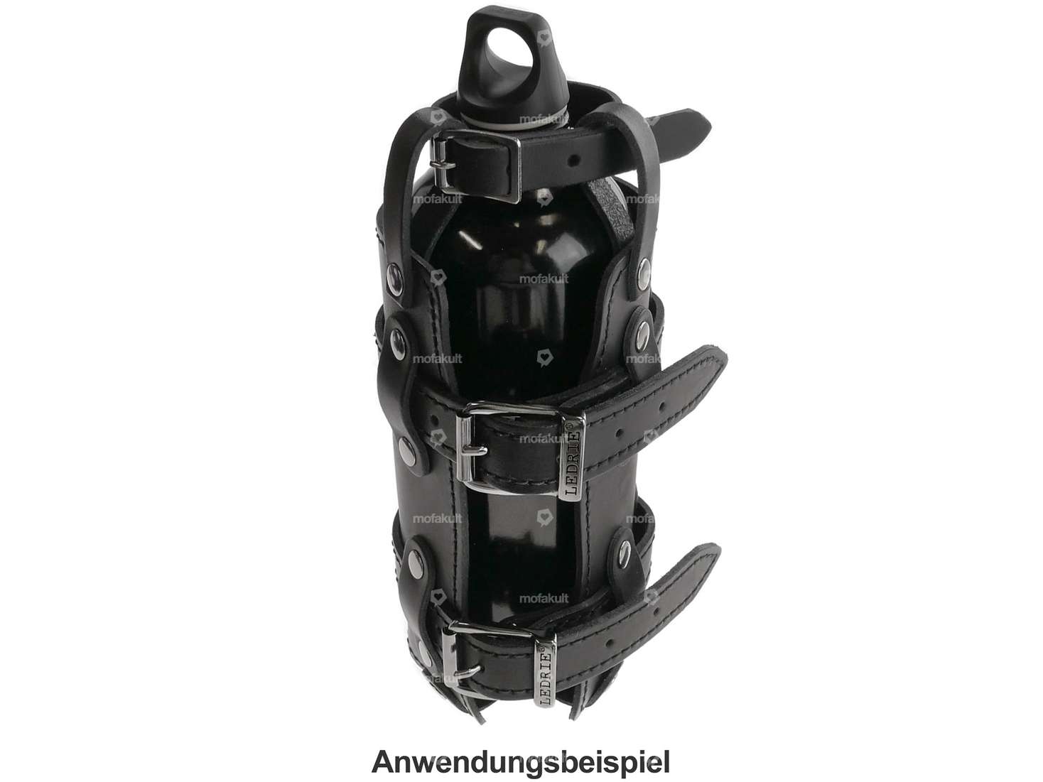 Bottle holder leather black Carousel Image 3