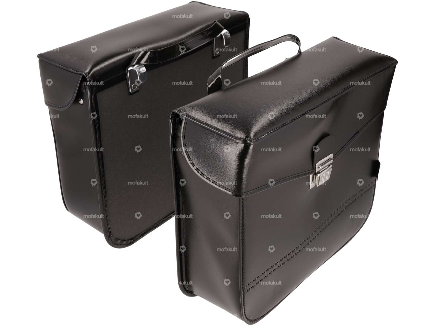 Luggage bags black angular leather look Carousel Image 1
