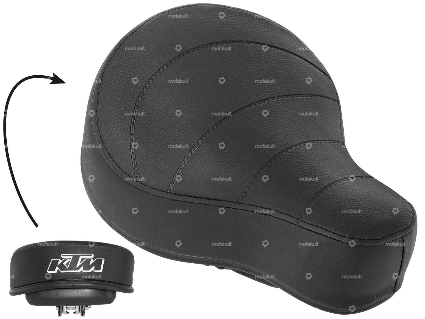 Suspension saddle "KTM" low with tool box black (1A quality) Carousel Image 1