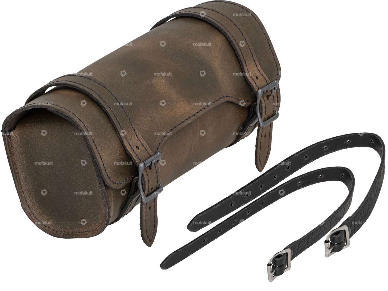 Saddle bag "Square" brown genuine leather Carousel Image 1