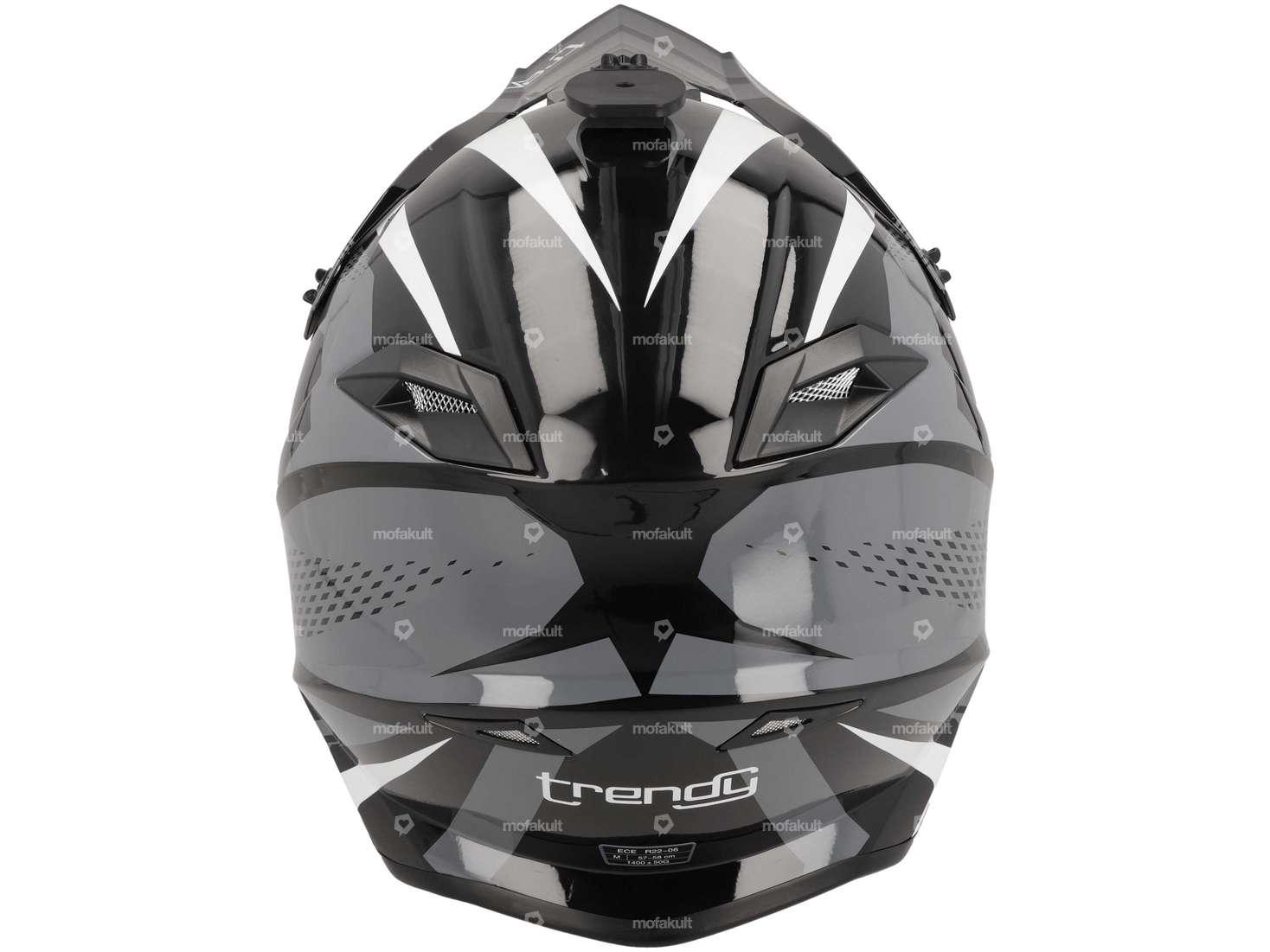 Cross helmet "Trendy" black-grey-white glossy (S-L) Carousel Image 3