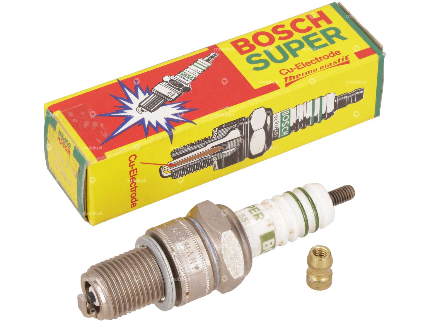 Bosch W5CC spark plug copper electrode long thread NOS Carousel Image 1
