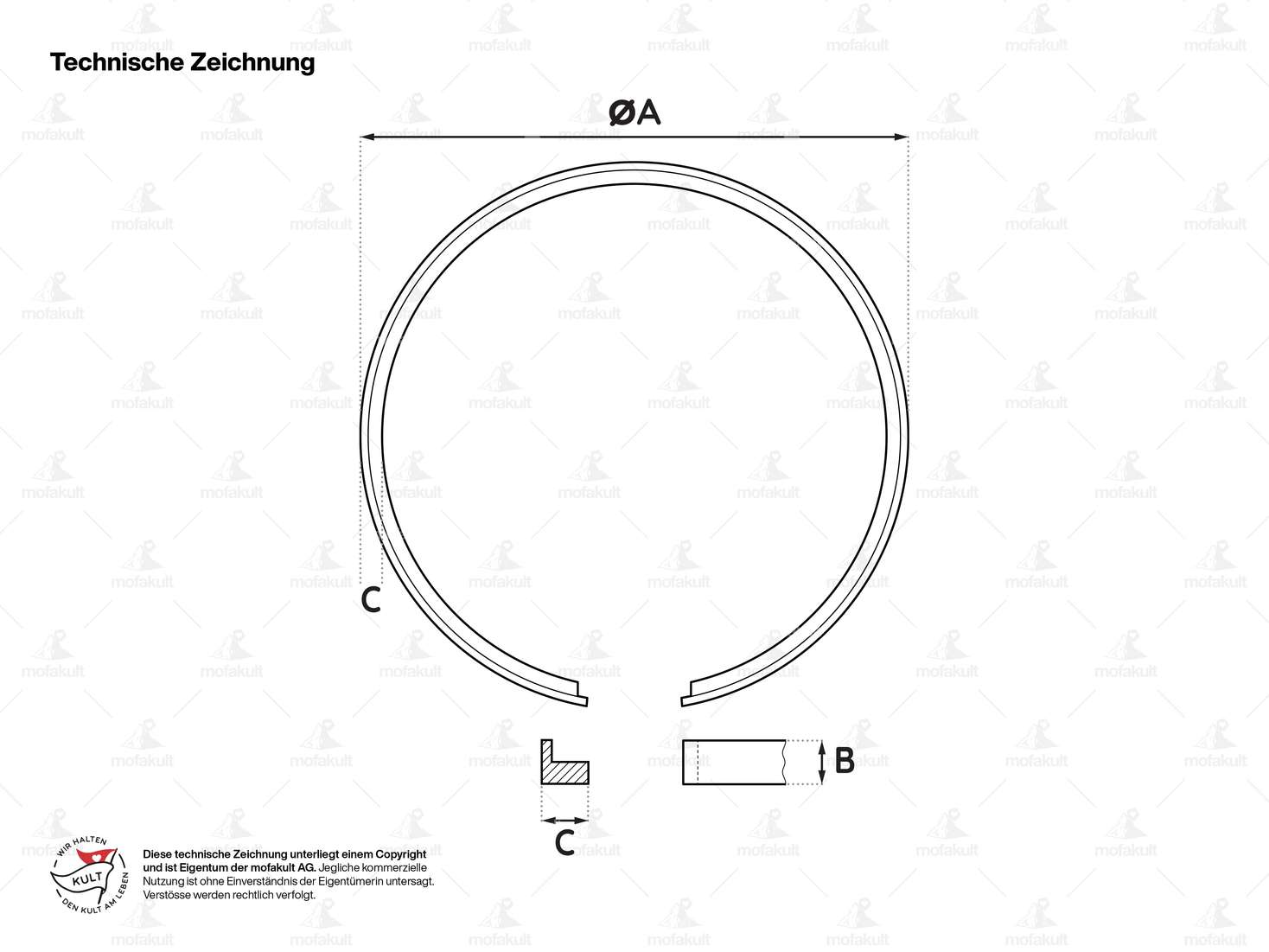 Meteor piston rings 39 mm (pair) | Piaggio Ciao, SI, Bravo, Boxer Carousel Image 4