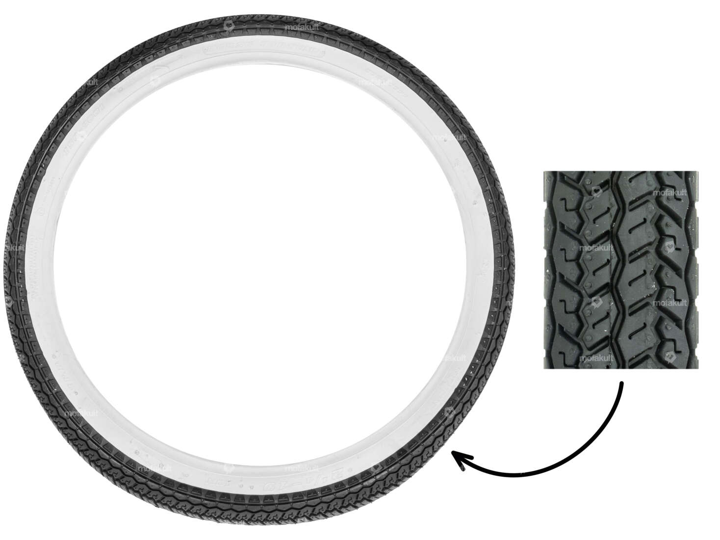 Fortune 2.25 x 19" tires F853 whitewall Carousel Image 1