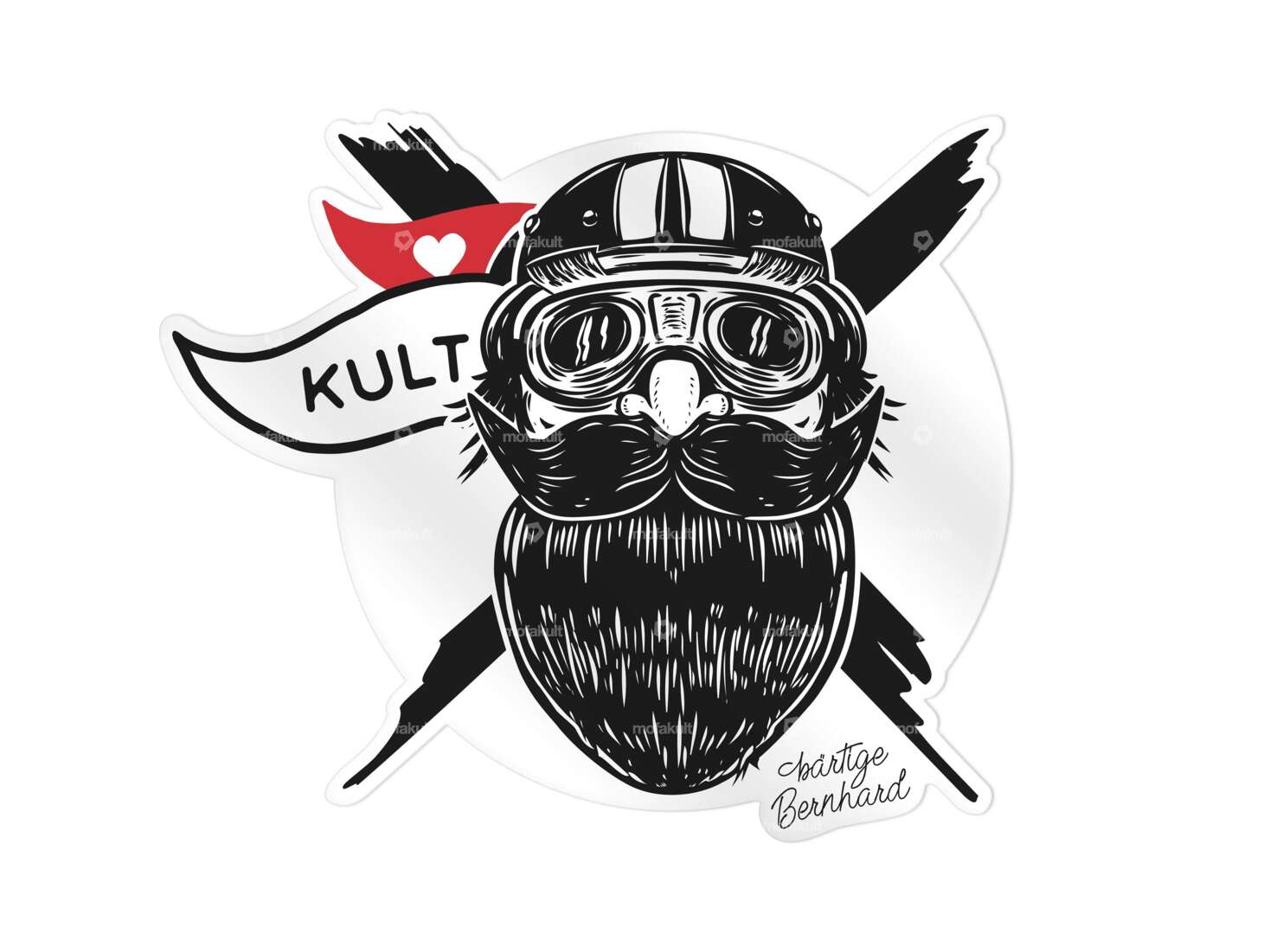 Sticker "bearded Bernhard" Ø 66 mm Carousel Image 1