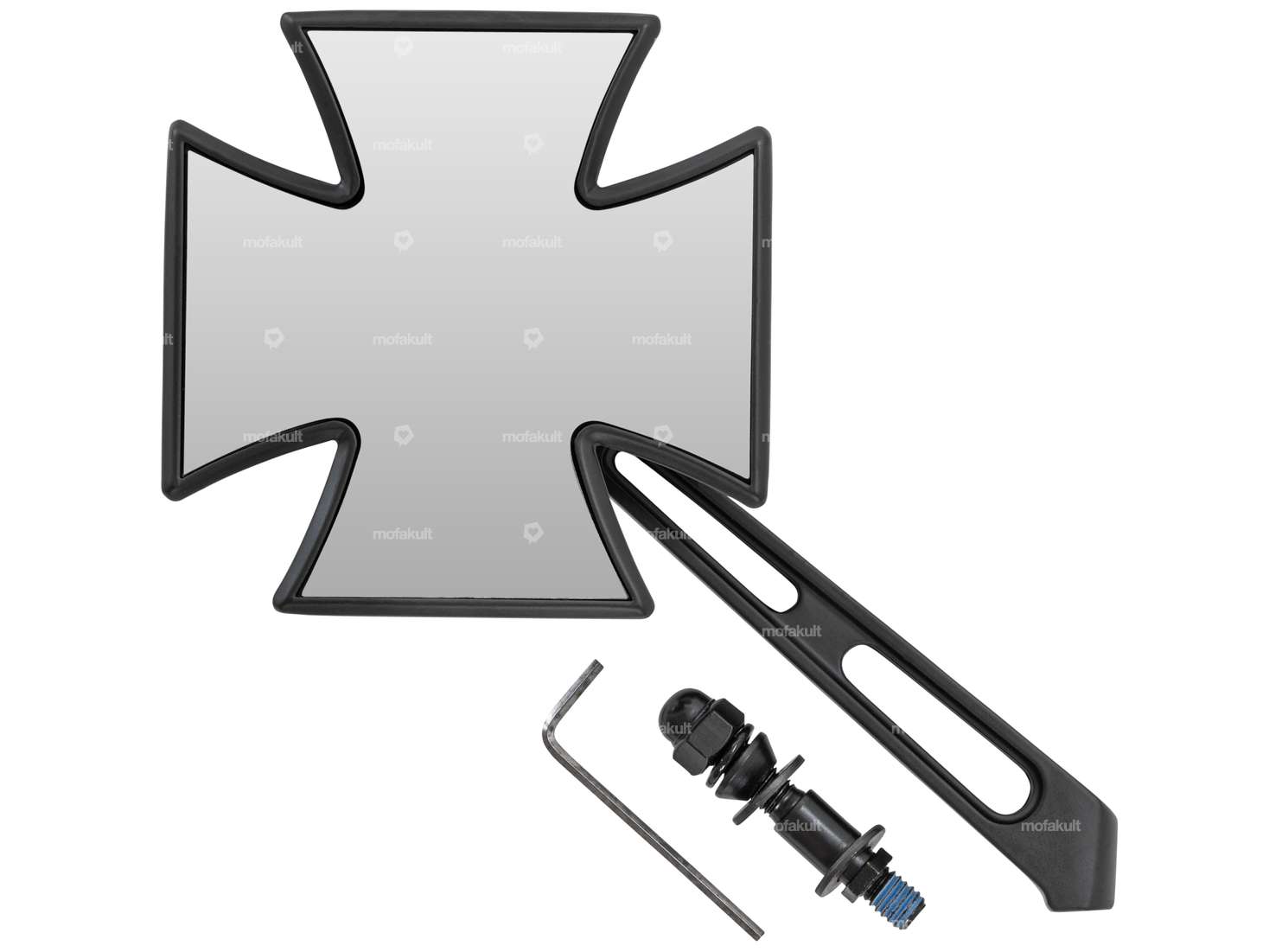 Mirror "Iron Cross" black matt Carousel Image 1