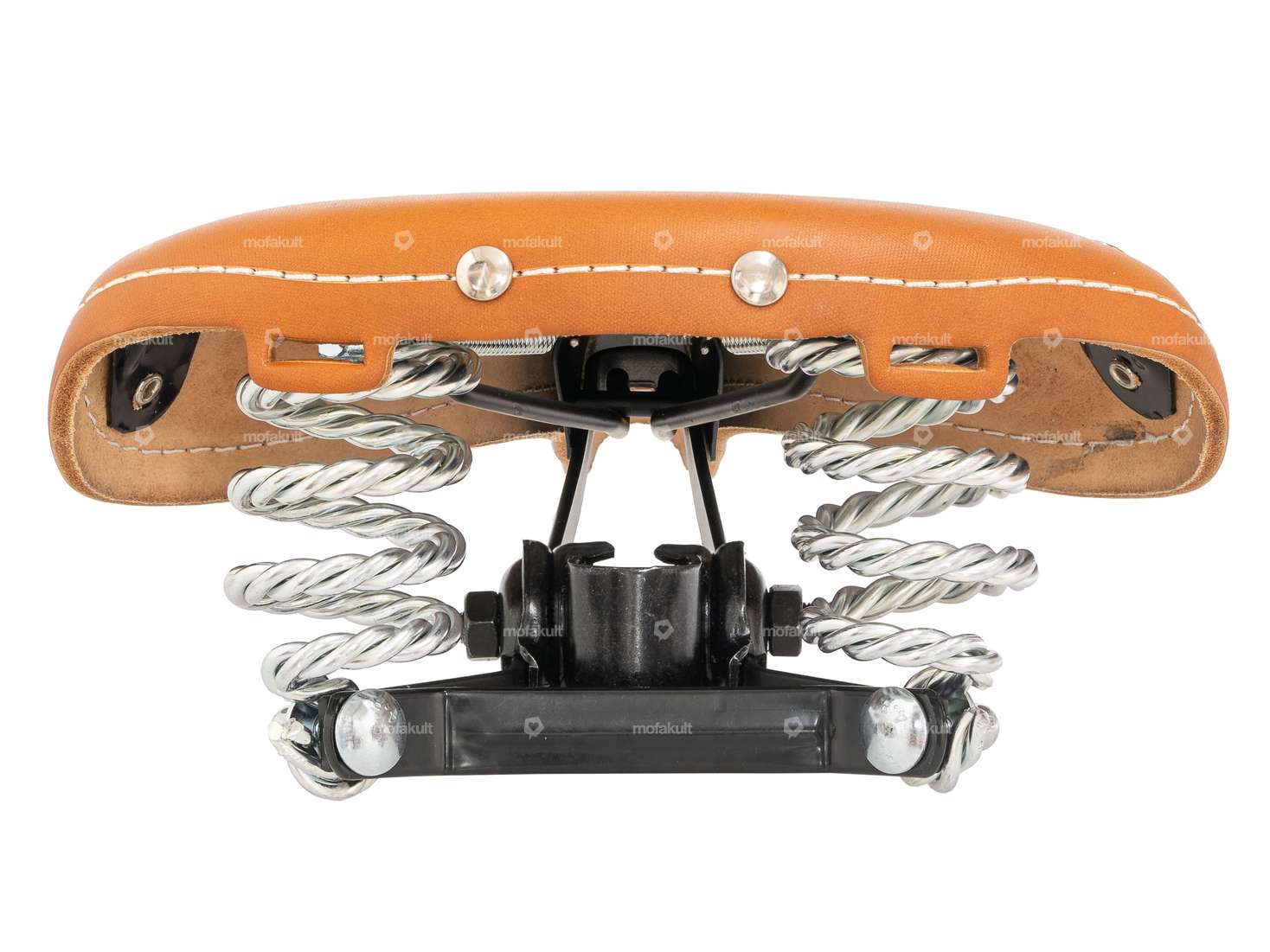 Saddle old England genuine leather barrel spring brown Carousel Image 3