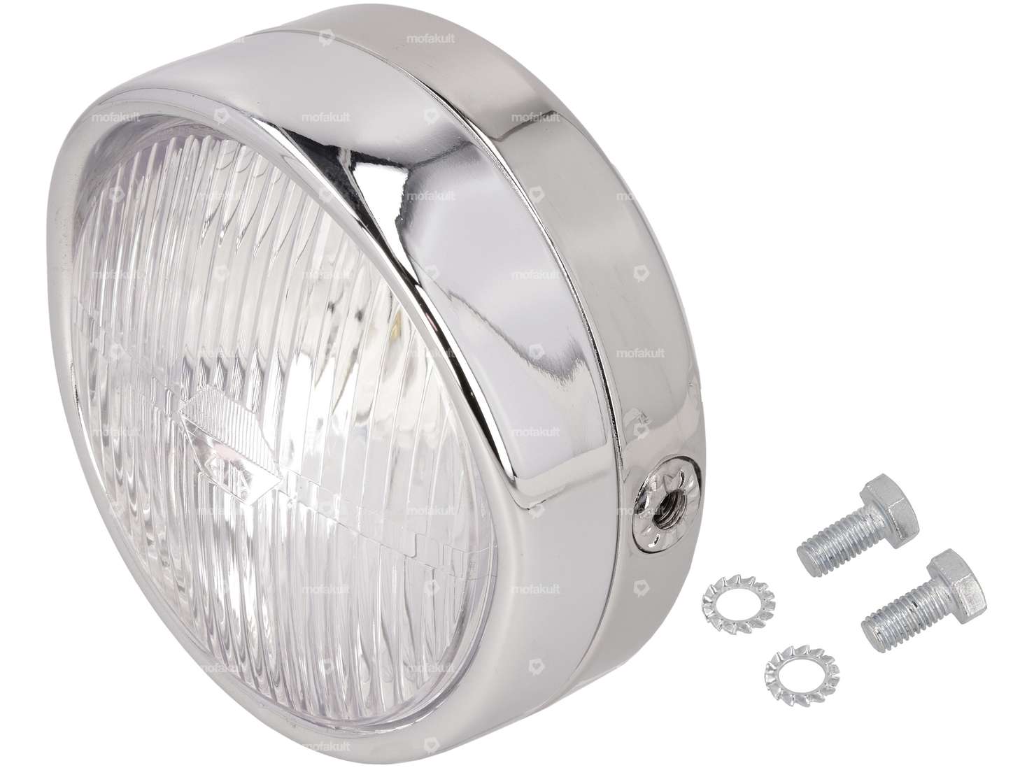 GUIA headlight round Ø 14 cm chrome (spoiler) Carousel Image 1