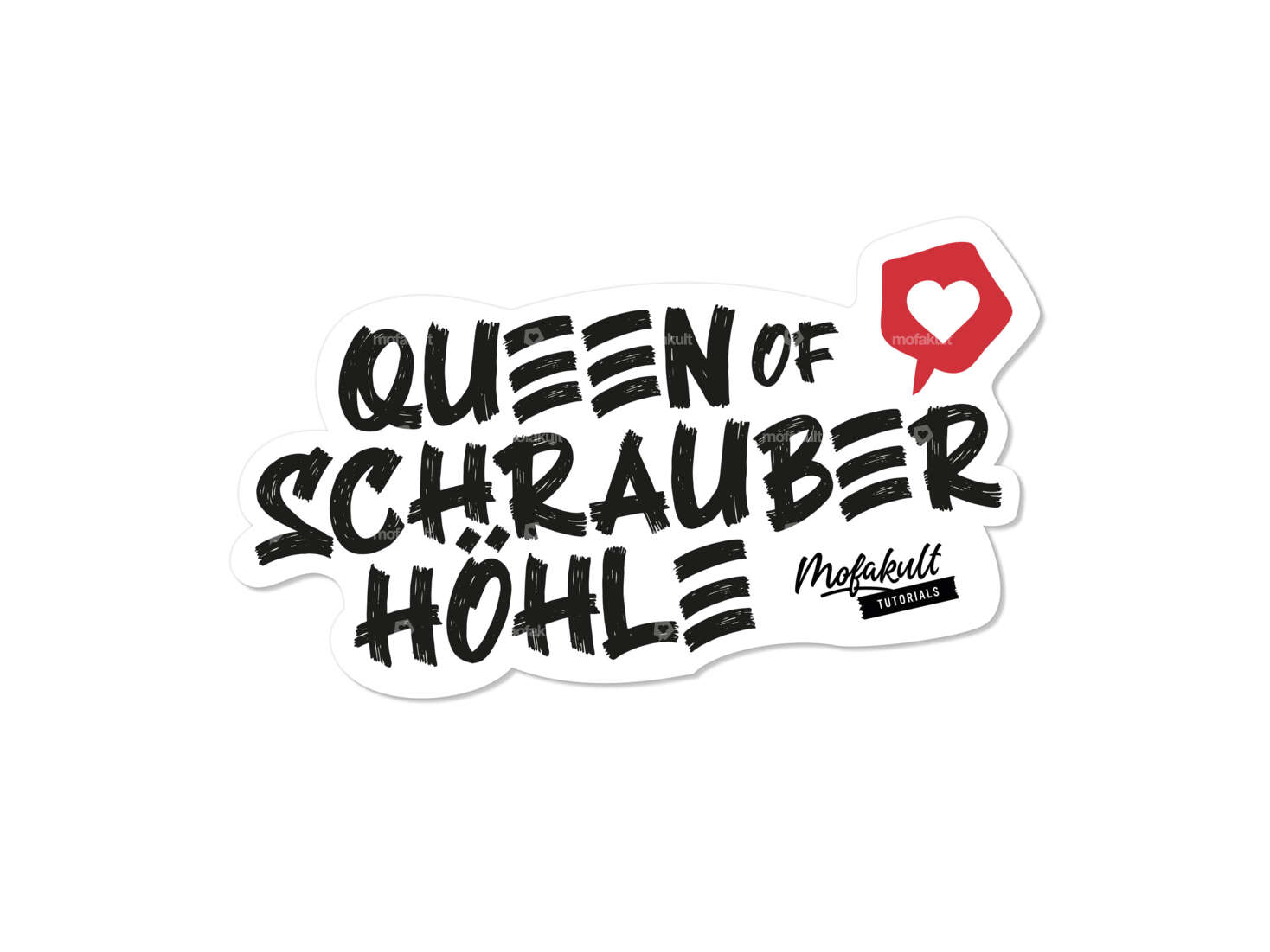 Sticker "mofakult Tutorials - Queen of Schrauber Höhle" 90 x 55 mm Carousel Image 1
