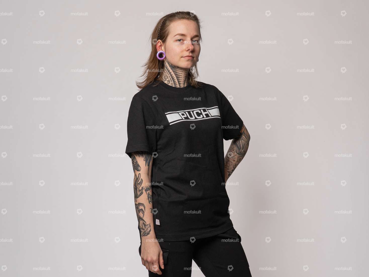 mk-Merch T-Shirt "PUCH" black Carousel Image 2