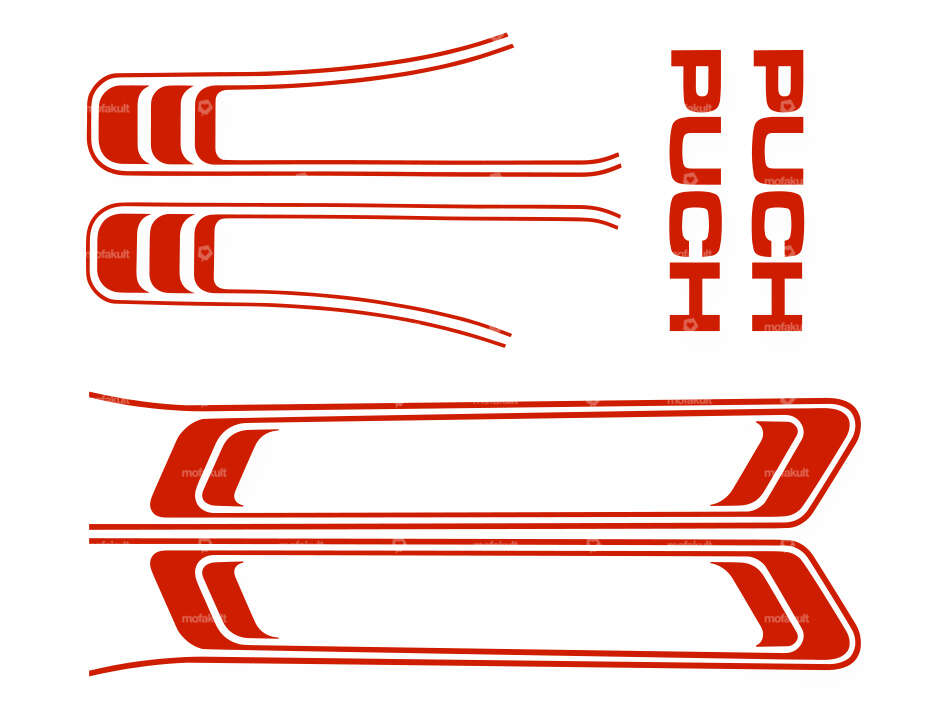 Adhesive set tank & frame red (1A quality) Foil plot | Puch Maxi S Carousel Image 1