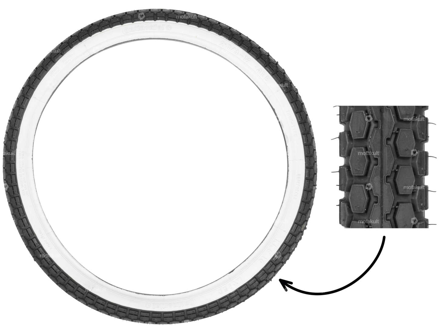 Continental 2.00 x 19" tires whitewall Carousel Image 1
