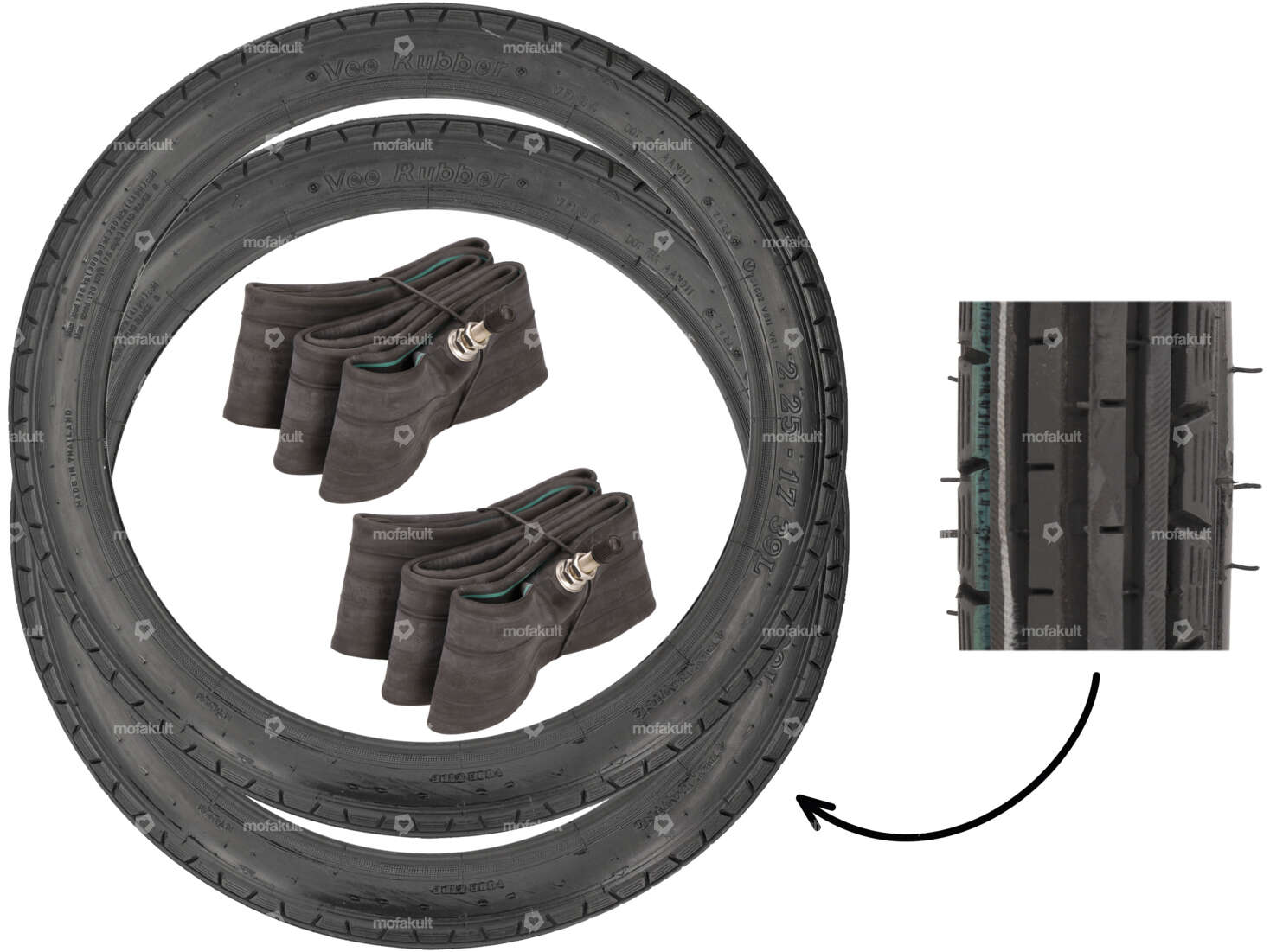 VeeRubber tire set 2.25 x 17" VRM011 (V011) Longitudinal grooves Carousel Image 1