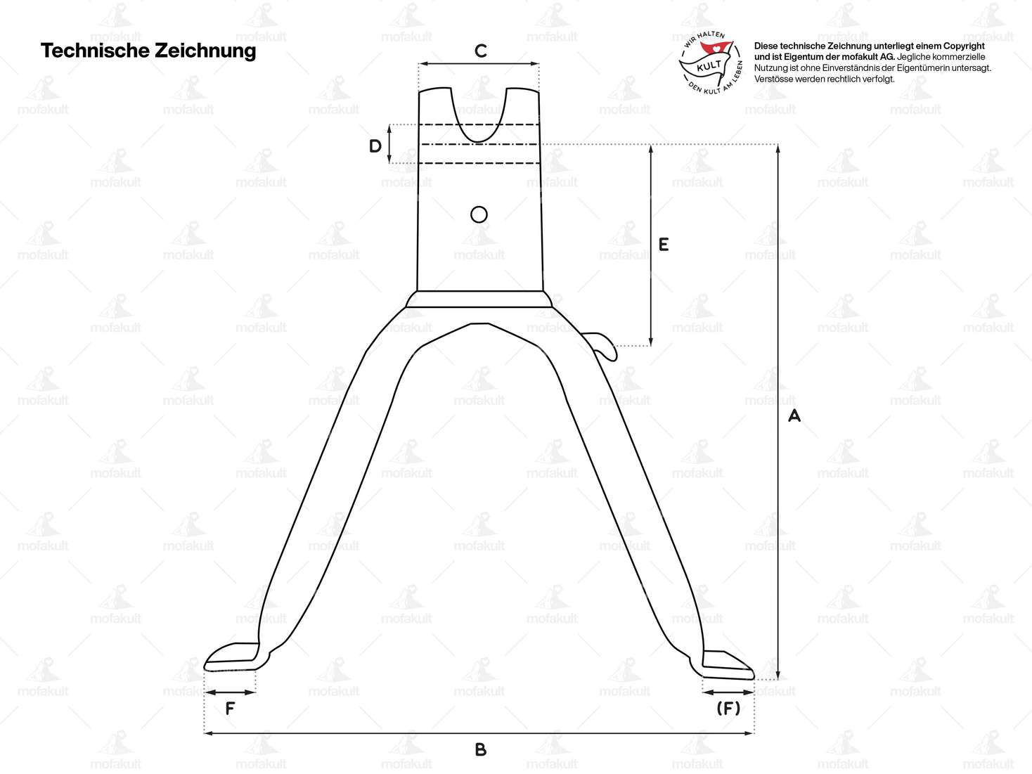 Main stand 24 cm black | Tomos A3, A35 Carousel Image 3
