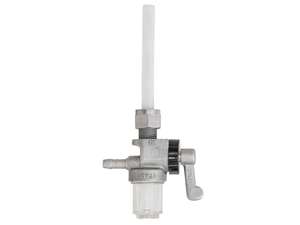 OMG: Fuel valve labeled "M12x1" (cap nut), extending vertically from the rear of the filter chamber OMG: Fuel valve labeled "M12x1" (cap nut), extending vertically from the rear of the filter chamber