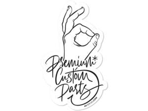Sticker "66HEROES - Premium Custom Parts" 65 x 110 mm white Sticker "66HEROES - Premium Custom Parts" 65 x 110 mm white
