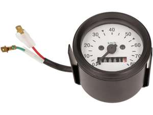 Speedometer 80 km/h Ø 60 mm illuminated (white dial) Speedometer 80 km/h Ø 60 mm illuminated (white dial)