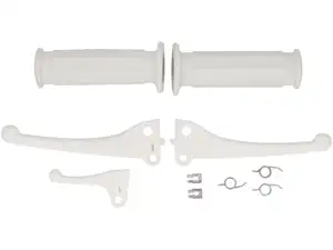 Domino handle set polygonal white NOS | Piaggio Ciao, SI, Bravo, Boxer Domino handle set polygonal white NOS | Piaggio Ciao, SI, Bravo, Boxer